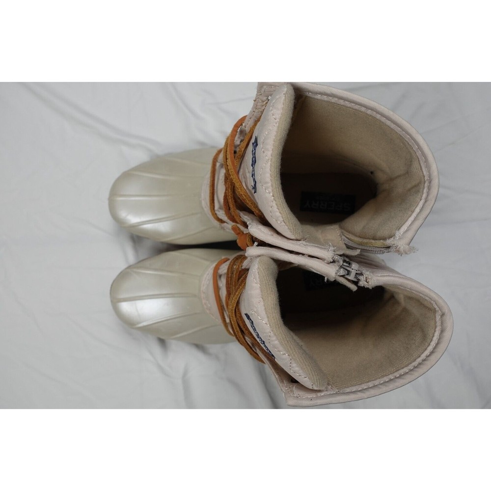 Sperry Saltwater White Pearl Quilted Duck Boots Size 6M US - Picture 3 of 8